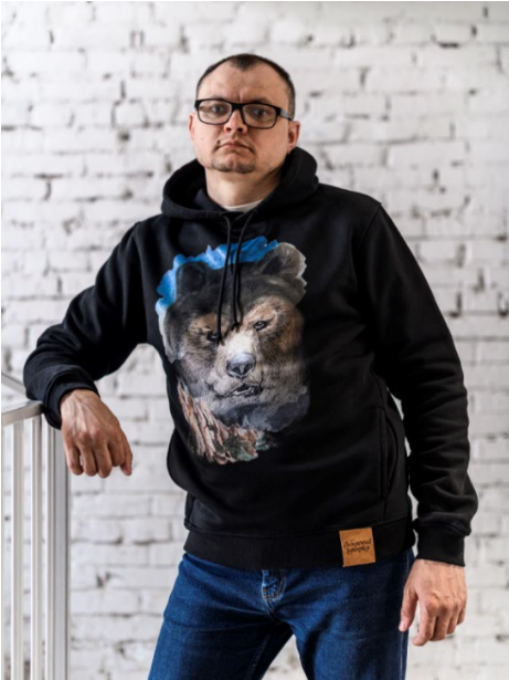 Худи "Сибирский характер: Медведь", ночь