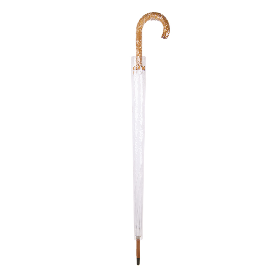 Зонт-трость с деревянной ручкой, полуавтомат;