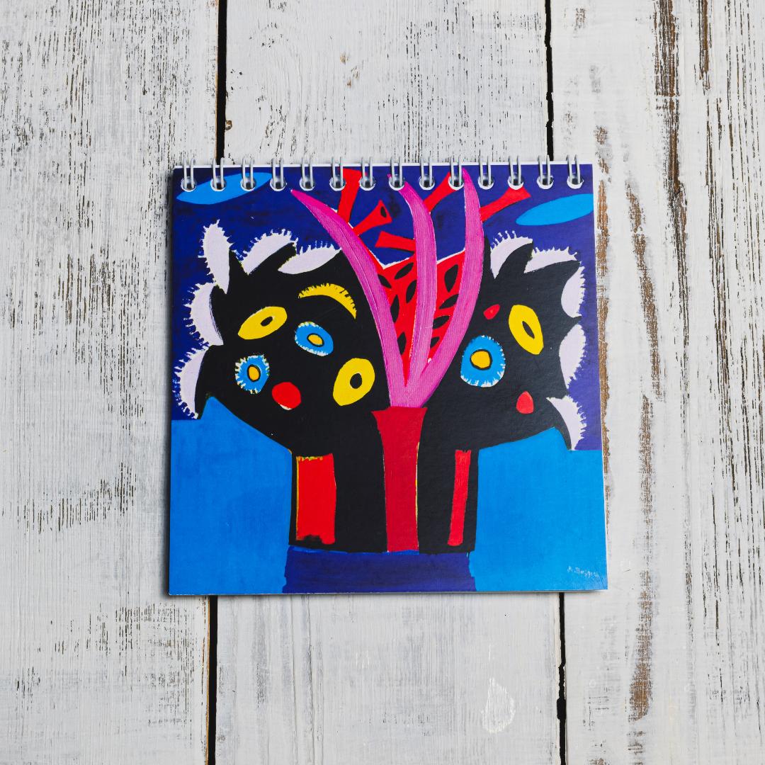 Блокнот «Астры и гладиолусы на синем»