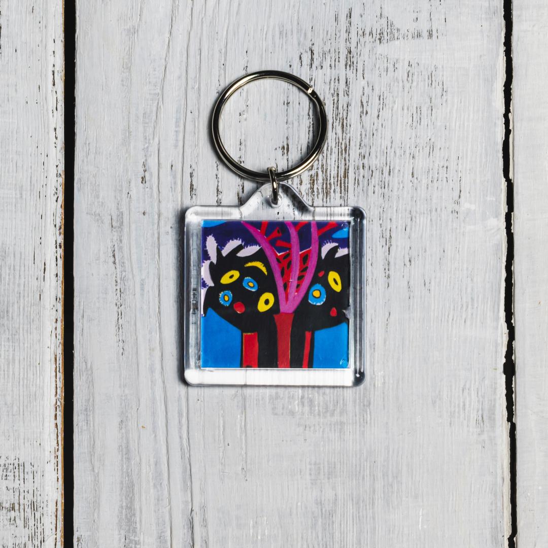 Брелок «Астры и гладиолусы на синем»