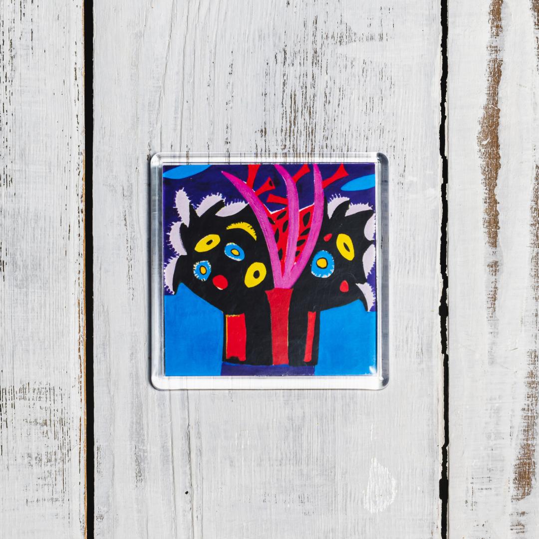 Магнит «Астры и гладиолусы на синем»