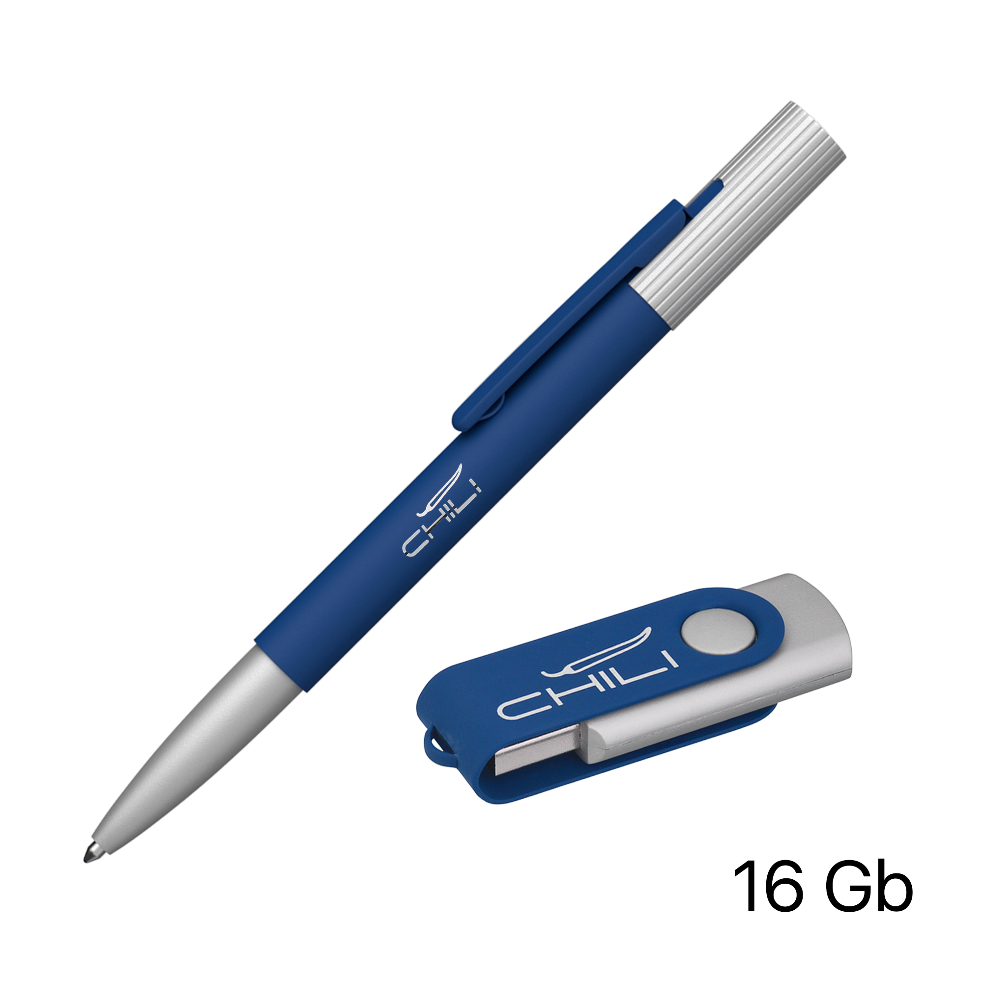 Набор ручка "Clas" + флеш-карта "Vostok" 16 Гб в футляре, покрытие soft touch